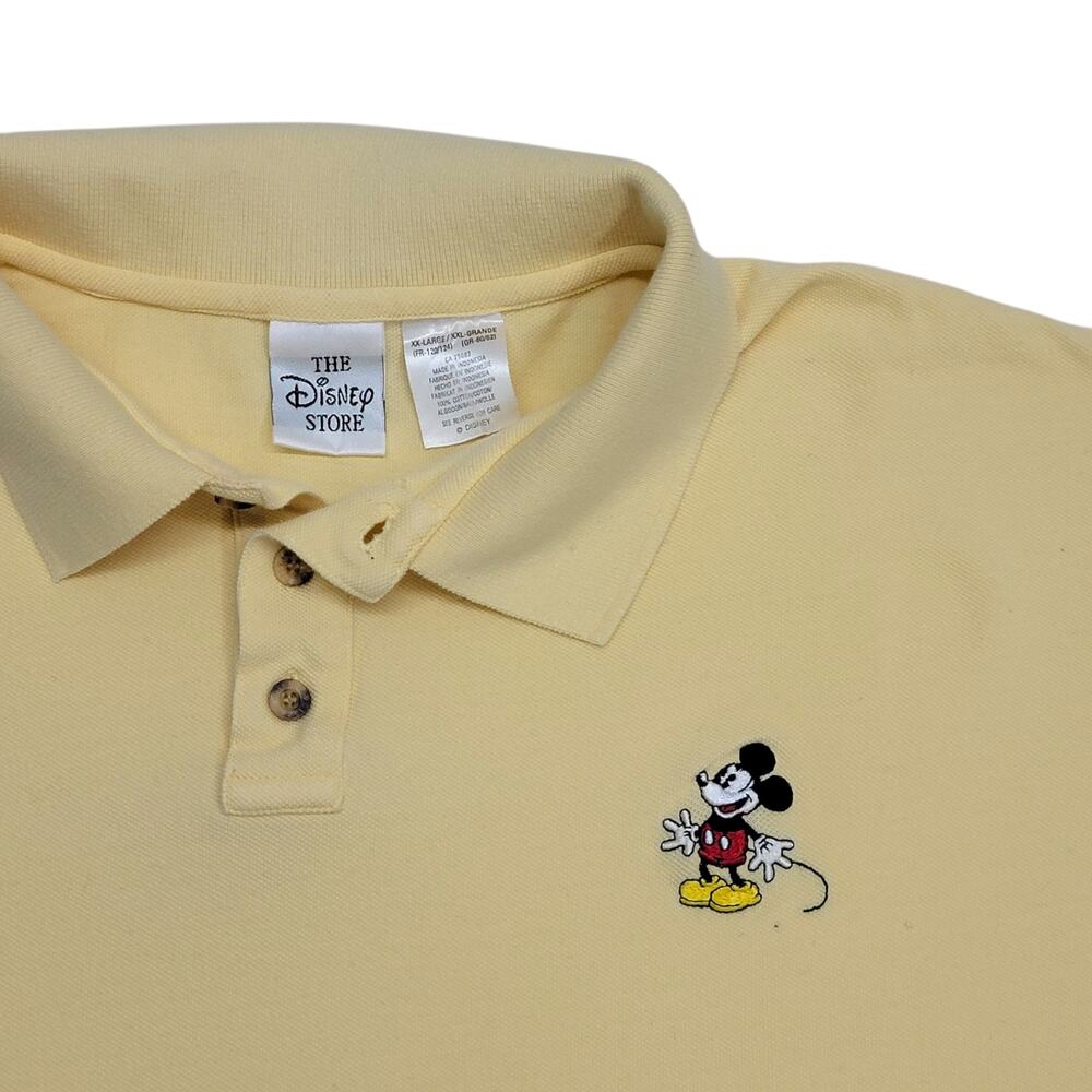 Vintage The Disney Store Mickey Mouse Embroidered Polo Shirt Mens XXL Yellow